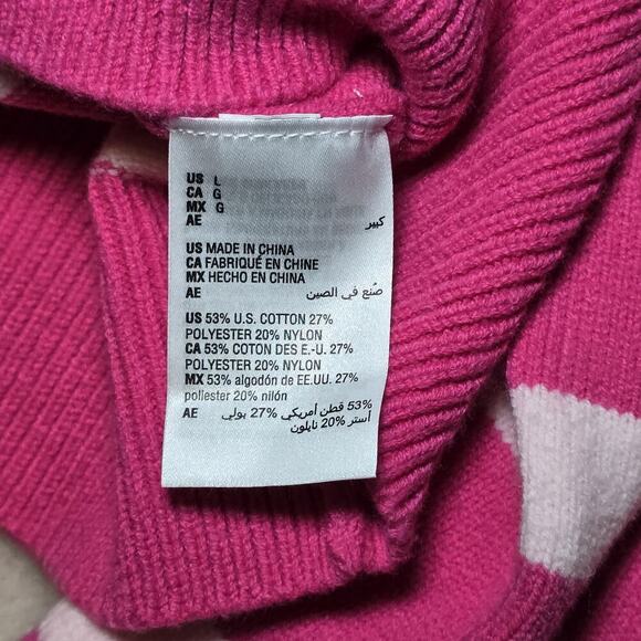 ON 34th Women’s Size L Pink Striped Half-Zip Sweater Pullover Long Sleeve - Picture 5 of 7